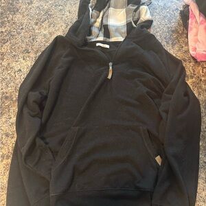 Maurices Black Plaid Hooded Sweatshirt